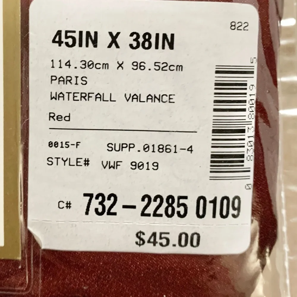Croscill Classics Lot of 6 Waterfall Valance - Red & Candlelight NEW 45” x 38”